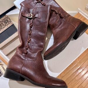 Brown Leather Knee-High Women's Boots